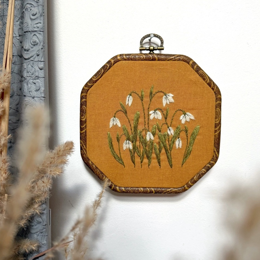 Handmade Snowdrop Embroidery Wall Art - Picture 5 of 6